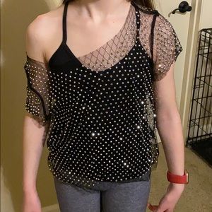 Top Chic girls mesh rhinestone top